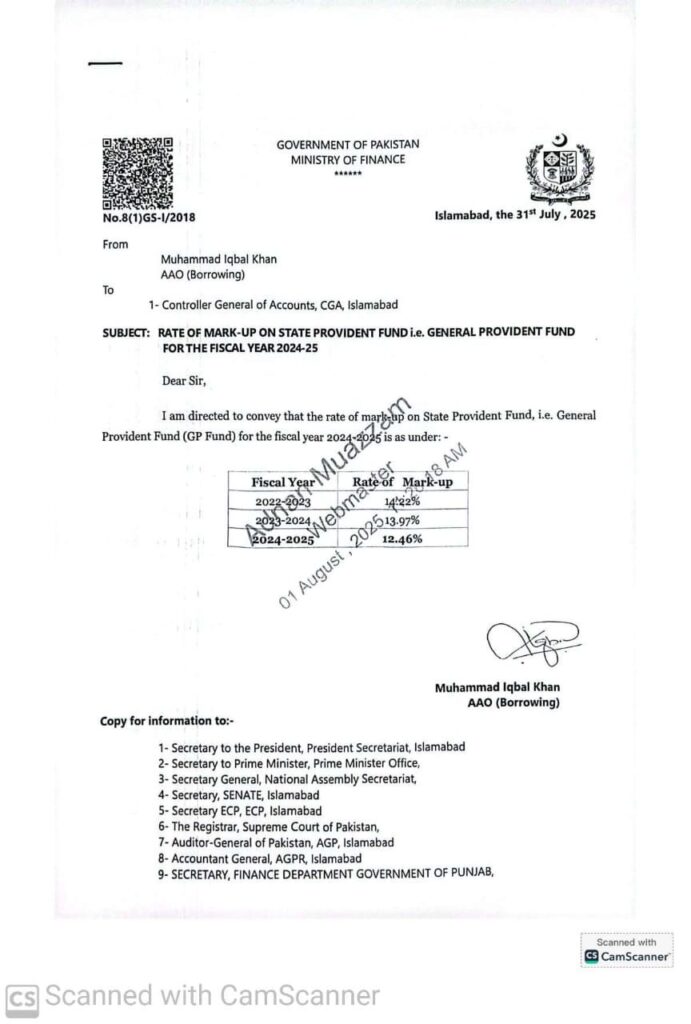 General Provident Fund Rate Update for 2024-25 in Pakistan General Provident Fund Rate Update for 2024-25 in Pakistan